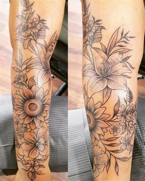 Simple Flower Sleeve Tattoo Clearance | dakora.com.co