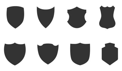 Police badge shape. 40 icons Vector military shield silhouettes. Security patches isolated on ...