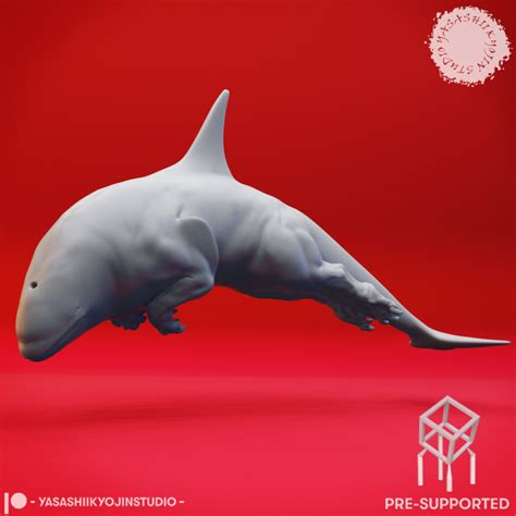 3D Printable Swimming Akhlut - Tabletop Miniature (Pre-Supported) by Yasashii Kyojin Studio