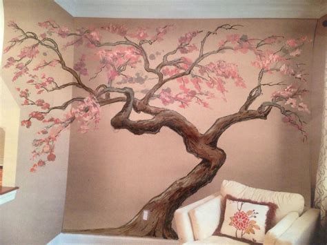 Cherry blossom wall art, Tree wall murals, Cherry blossom painting