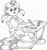 Schoolgirl Sitting At Desk coloring Page  coloringcom sketch template