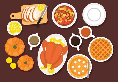 Thanksgiving Table Overhead Vector 261000 Vector Art at Vecteezy