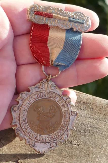 ANTIQUE B.P.O.E. ELKS Milwaukee, Wisconsin Ribbon Medal Badge Pin $39.95 - PicClick