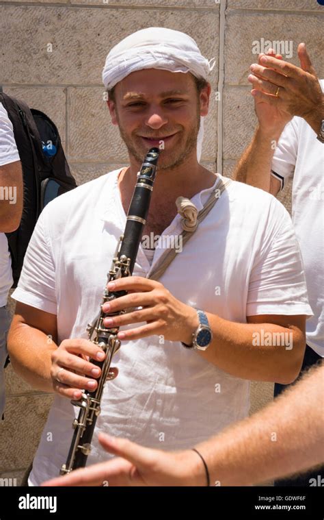 Israel Jerusalem Old City Bar Mitzvah Barmitzvah road street parade musician clarinet & Shofah ...
