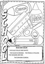 School objects coloring  ESL worksheet By Valleygirl sketch template