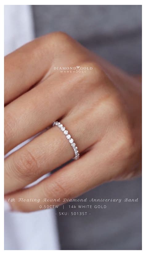 floating diamond wedding band with solitaire - Vergie Coles