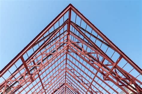 Steel Frames and Trusses of a Industrial Building. Steel Frame Building Project Scheme Stock ...