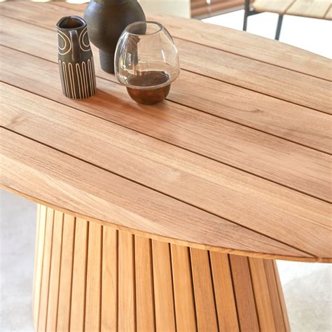 Slatted oval table in solid teak, seats 6 - Dining room furniture ...