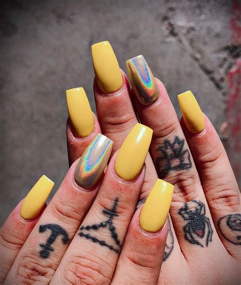 The 40 Hottest Yellow Acrylic Nails to Spice Up Your Fashion #nailart Neon Yellow Nails, Yellow ...