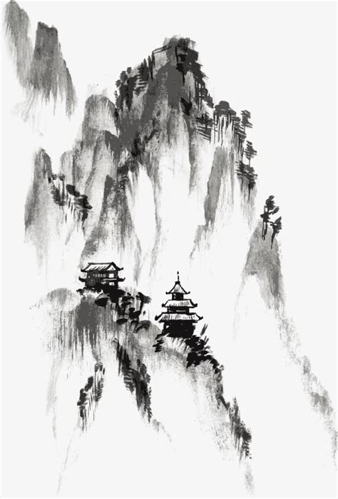 Ink, Chinese Painting, Mountain PNG Transparent Clipart Image and PSD ...