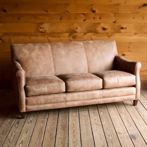 Osgood Leather Sofa | 75" Tight Back Nubuck Leather Sofa – Dartbrook ...