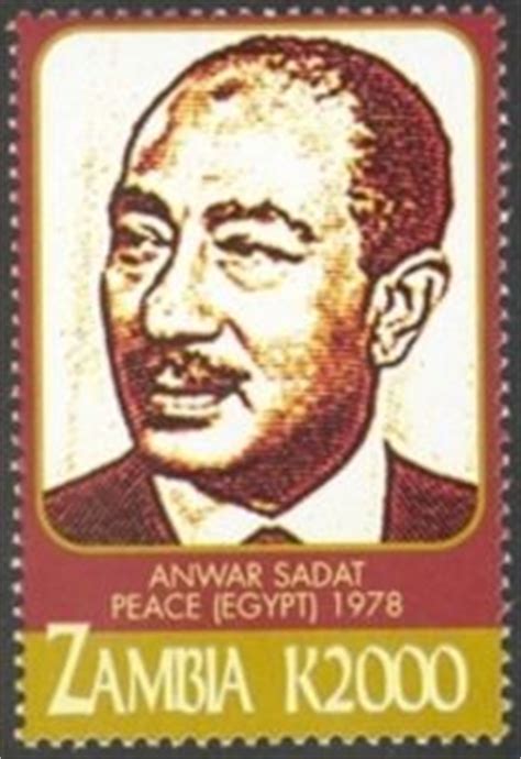 Stamp: Anwar Sadat - Peace (Egypt) 1978 (Zambia) (Nobel Prize Winners ...