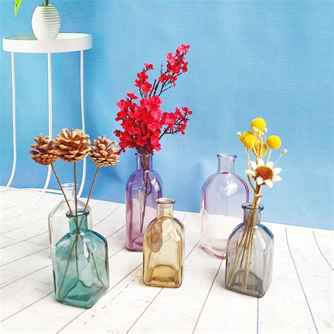 Vase en verre coloré Transparent Simple, bouteille en verre, artisanat de Table, ornements ...