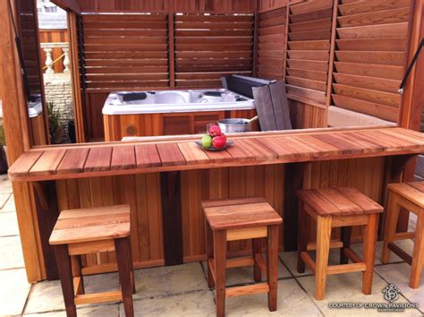 Inexpensive DIY Outdoor Hot Tub Enclosure with Bar and Louvered Panels for Extra Controlled ...