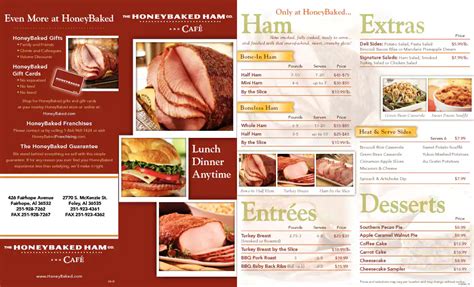 Honeybaked Ham Cafe menu, Menu restauracji Honeybaked Ham Cafe, Foley, Mobile Bay - Urbanspoon ...