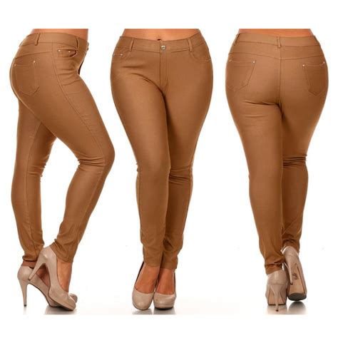 Womens Plus Size Jeans Look Skinny Slim Jeggings Stretch Pants XL-3XL ...