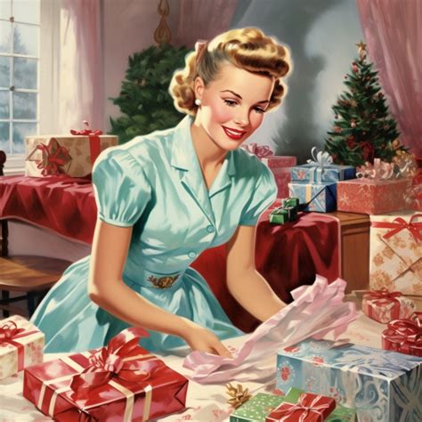 Christmas Woman From 1950 Free Stock Photo - Public Domain Pictures