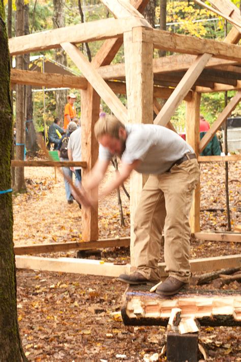 Hand Hewing | White Oak Timber Frame