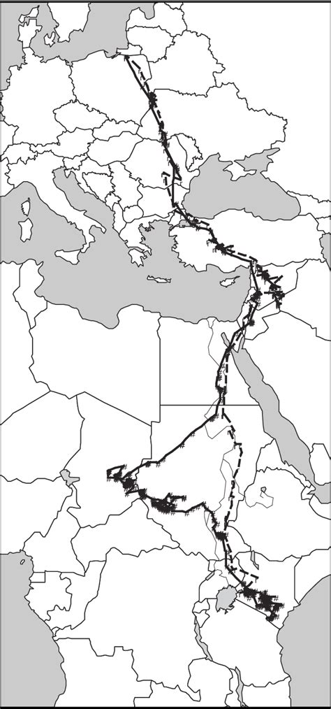 Migration patterns of an individual satellite-tracked White Stork.... | Download Scientific Diagram