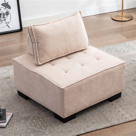 uhomepro Large Square Ottoman Sofa, Tufted Upholstered Fabric Accent ...