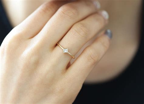 Princess Cut Diamond Engagement Ring in 14k Solid Goldthin - Etsy