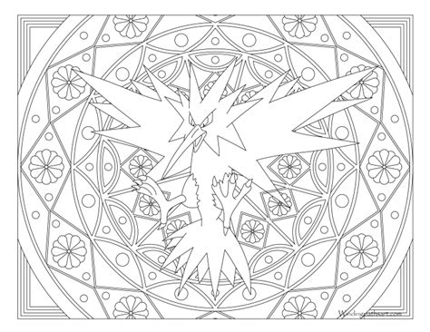 #145 Zapdos Pokemon Coloring Page · Windingpathsart.com