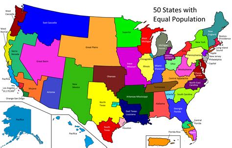 USA - 50 States with (roughly) Equal Population [3675 x 2350] : r/MapPorn