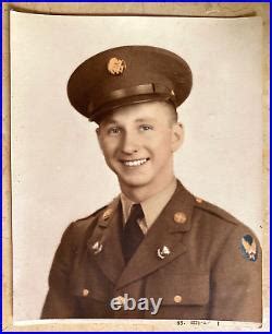 ORIGINAL WW2 US ARMY AIR FORCES AVIATOR HAND COLORED ID’d PORTRAIT PHOTOGRAPH | Us Army Air Force