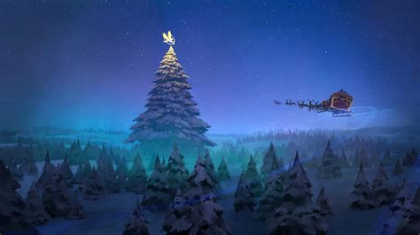 2560x1440 Santa Claus Reindeer Sleigh Flying Christmas Tree 8k 1440P ...