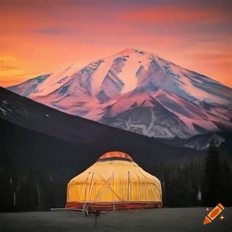 Kazakh yurt with traditional ornaments