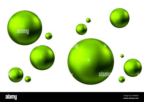 Green glossy sphere isolated on white background. Skin care oil bubbles. Pearl. Vector ball for ...