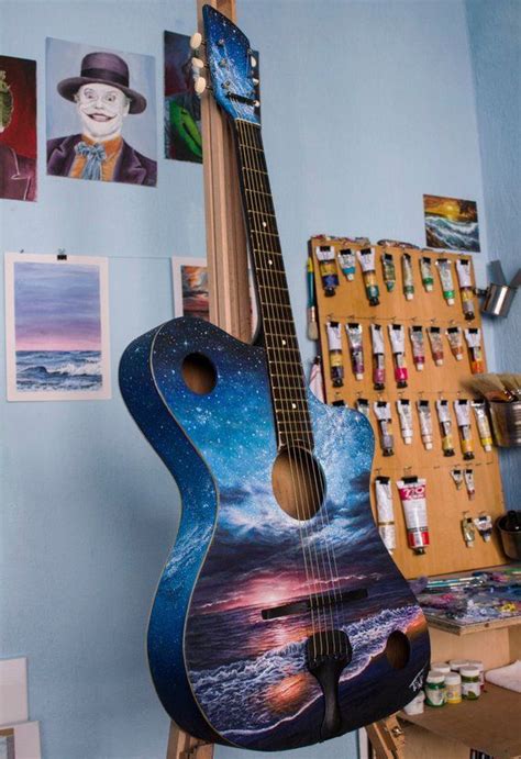 Custom Painted Guitars Starry Night Hand Painted Guitar | Etsy in 2020 ...