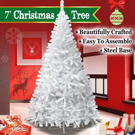 7ft Artificial Christmas Tree W/ Steel Base--White - Walmart.com ...