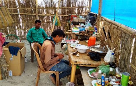 Inside the kitchen area at the Pobitora Hill and Eco Camp at Pobitora ...