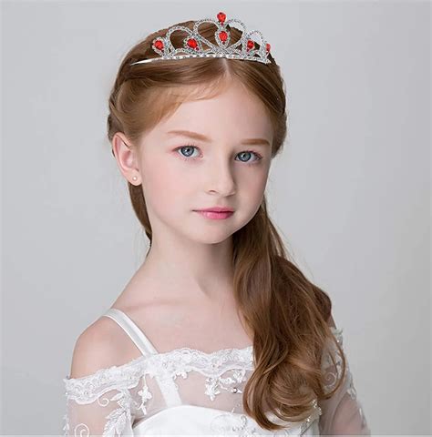 Uniq Red Gems Rhinestone Tiara No Comb For Little Kid Big Kid Prom Birthday Elsa Princess Crown ...