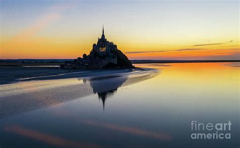 Over France Mont St Michel Sunset Reflection Photograph by Mike Reid - Fine Art America