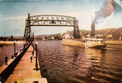 Aerial Bridge raised to pass ore boat into Duluth Harbor - Perfect Duluth Day