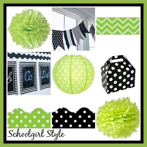 lime green black classroom theme decor by Schoolgirl Style - SchoolgirlStyle | Polka dot ...