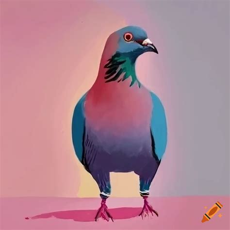 Pastel painting of a laughing pigeon