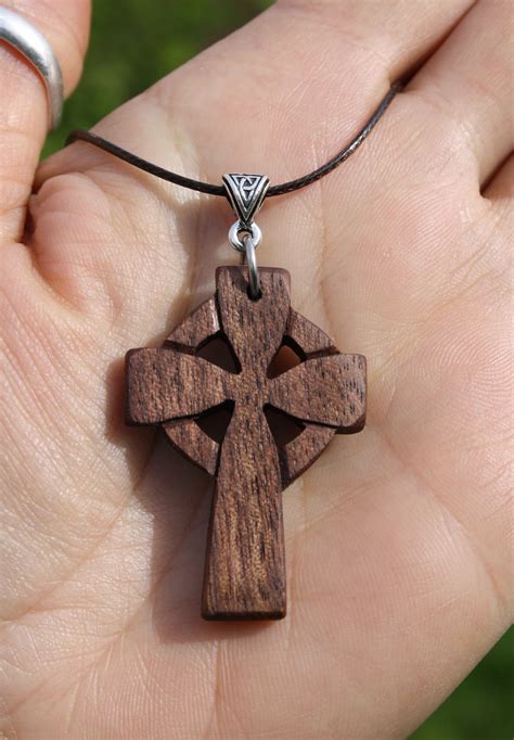 Walnut Celtic cross pendant