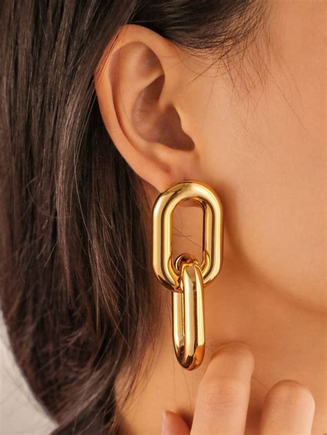 Chain Link Earrings | Link earrings, Drop earrings, Gold chain earrings