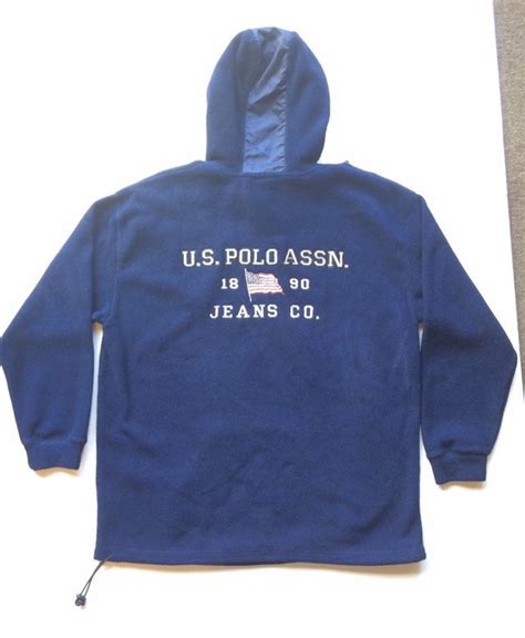 Vintage U.S. Polo ASSN Jeans Co.blue 2 Front Pocket Hoodie/pullover With Large Spell Out on the ...