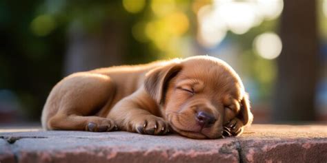 Premium AI Image | A Cute Brown Puppy Is Peacefully Sleeping Outdoors On A Summer Day Radiating ...