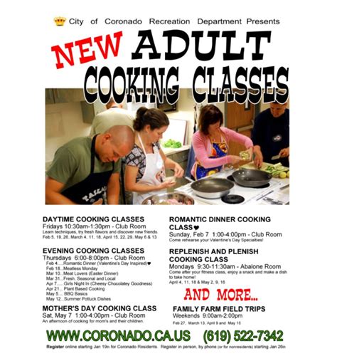 NEW! Adult Cooking Classes through Recreation Services - Coronado Times