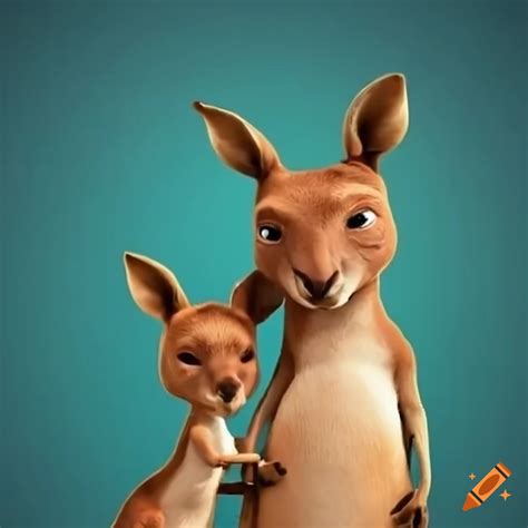 Mother and son kangaroos hugging on Craiyon