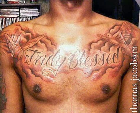 Woman Blessed Tattoo On Chest - Best Tattoo Ideas