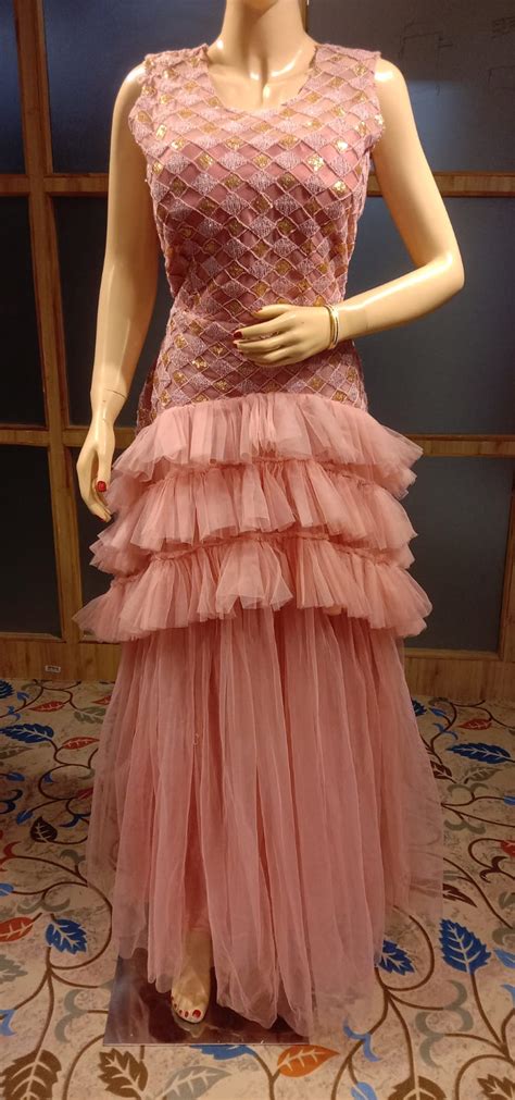 Salmon Pink / Coral Pink Gown WGN00021 - My Dress Bank