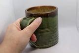 Rustic Handmade Green and Brown Ceramic Stoneware Mugs