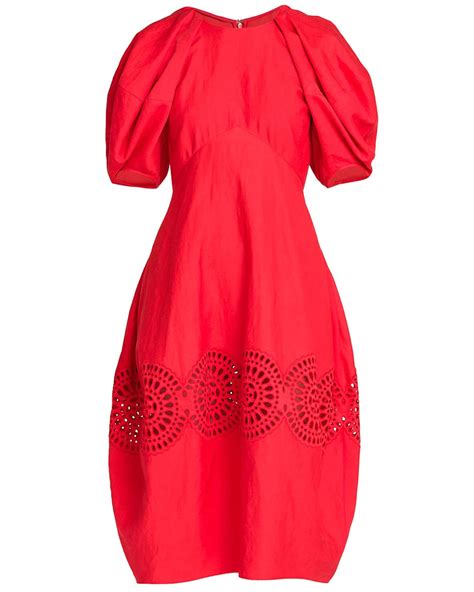 Stella McCartney Bright Red Broderie Anglaise Midi Dress – Stanley Korshak