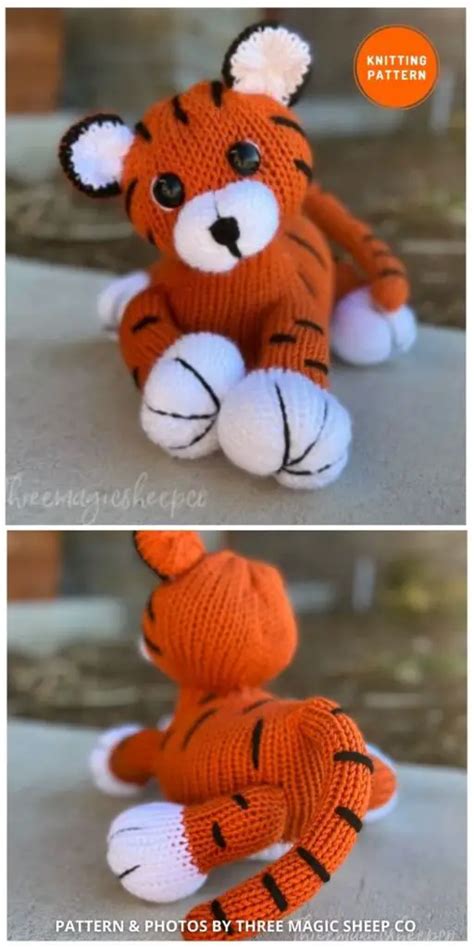 7 Cute Knitted Tiger Toy Patterns Ideas - The Knit Crew